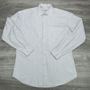 Ermenegildo Zegna Dress Shirt Mens Large White Black Striped Button Up Pocket